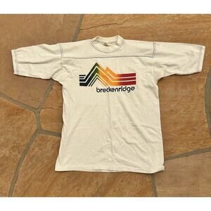 Vtg 70s Breckenridge Ski Faded Shirt L Single Stitch Rainbow Vaporwave TG